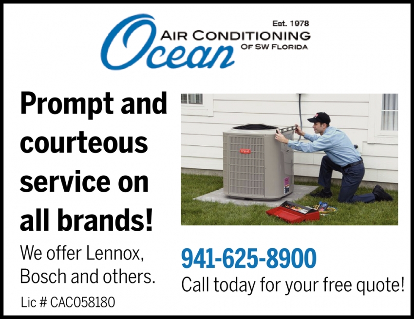 Prompt and Courteous Service On All Brands!, Ocean Air Conditioning of